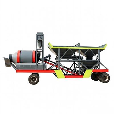 JZM mobiele trommelmenginstallatie cementinstallatie apparatuur wielen gemonteerd draagbaar betonnen batchstation voor bouwplaats